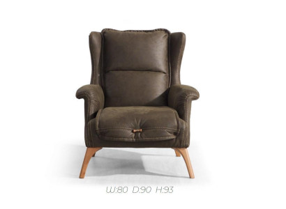 Weicher Ohrensessel Couch Sessel Einsitzer Möbel Sofa Wildleder Optik Schwarz