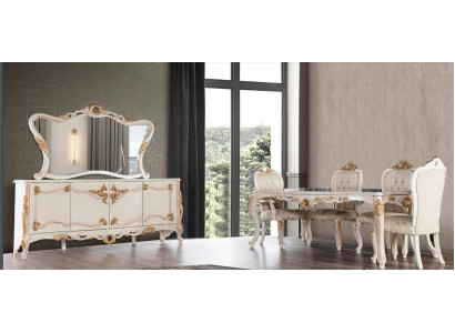 Garnitur Set 7tlg. Esszimmer Esstisch Stuhl Anrichte Spiegel Ess Stühle Tische