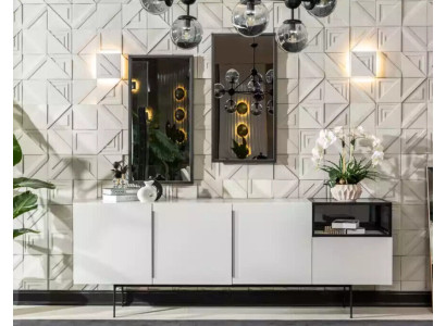 Sideboard Italienischer Stil Möbel Holz Spiegel Set 2 tlg. Wohnzimmer Schränke