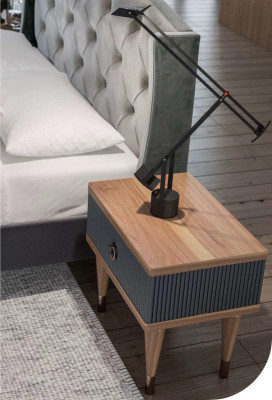 Modernes Chesterfield Schlafzimmer Set Designer Doppelbett Nachttische