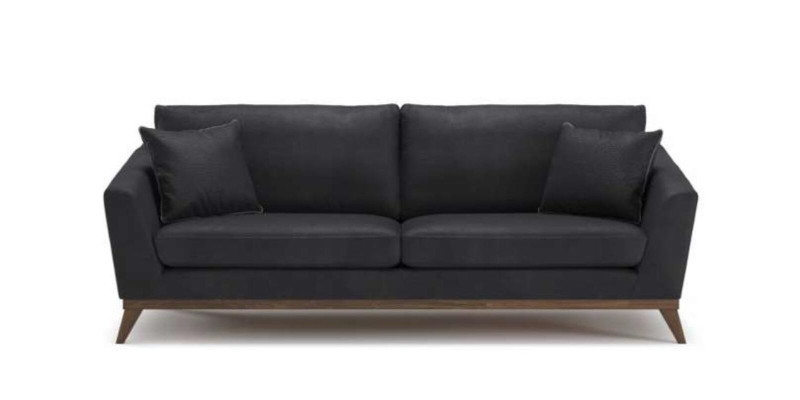 Grauer Dreisitzer Holzgestell Moderne Wohnzimmercouch Neu Luxus Design
