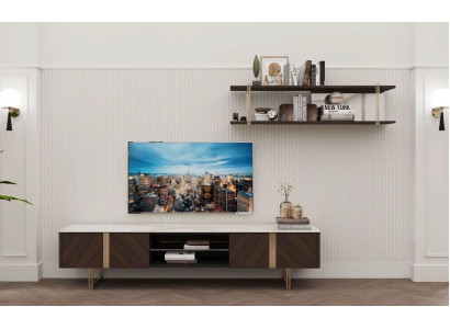 Moderne Wohnwand Wohnzimmer Regal Schrank Wohnwände TV-Ständern Braun