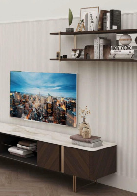 Moderne Wohnwand Wohnzimmer Regal Schrank Wohnwände TV-Ständern Braun