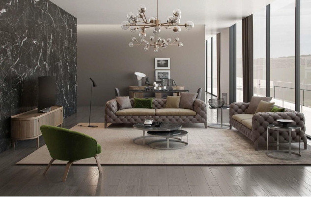 Tauper Chesterfield Dreisitzer Luxus Modernes Sofa Stil Wohnzimmermöbel