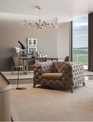 Chesterfield Taupe Sessel Chesterfield-Sessel Polstersessel Wohnzimmer