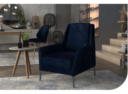 Blauer Relax Sessel Moderner Einsitzer Wohnzimmermöbel Clubsessel Neu