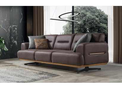 Modern Sofa 3 Sitz Leder Braun Möbel Sofas Couch Sitzpolster Dreisitzer
