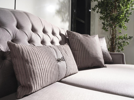 Sofagarnitur Sofa 3 Couchtische Stoffsofa Grau Set 5tlg Dreisitzer