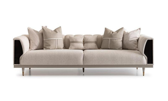 Dreisitzer Sofa 3 Sitzer Couchtische Beige Stoffsofa Set 3tlg Garnitur
