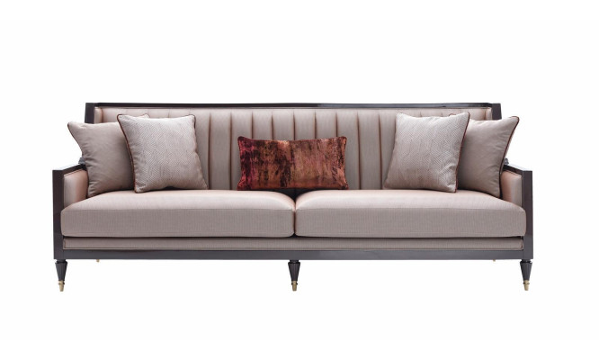 Viersitzer Sofa 4 Sitzer Stoffsofa Polstersofa Grau Klassischе Design