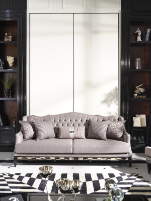 Chesterfield Sofa 3 Sitzer Stoffsofa Grau Dreisitzer Polstersofa Stoff