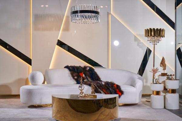 Weiße Couchgarnitur 3+1 Sitzer Designer Runder Glas Couchtisch 3tlg Set