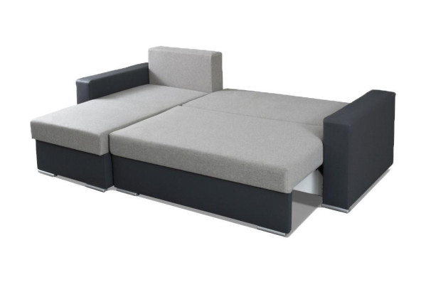 Sofa L-Form Sofas Grau Couch Ecke Textil Wohnzimmer Couchen Schlafsofa Kasten