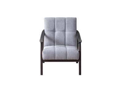 Designer Grauer Sessel Wohnzimmer Sitzmöbel Luxuriöses Holzgestell Neu