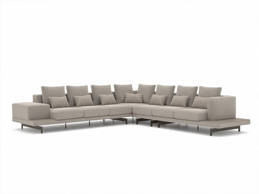 Wohnzimmer Grau Polstermöbel Ecksofa L-Form Design Couchtisch Beistelltisch