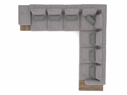 Wohnzimmer Set 3tlg Grau Ecksofa L-Form Holz Couchtisch Designer Beistelltisch