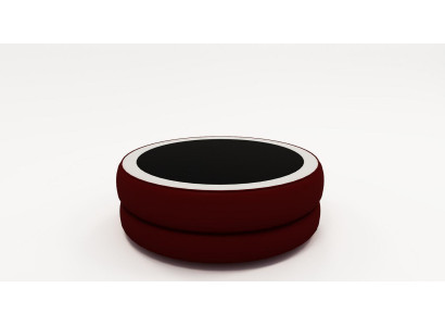 Runder Rund Wonzimmer Glas Tisch Polster Beistell Modern Leder Sofatisch