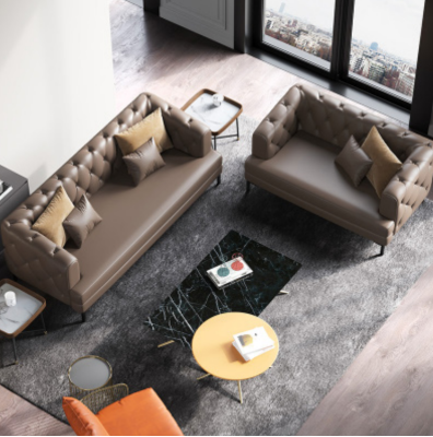 Braune Chesterfield Sofagarnitur 3+2 Sitzer 2tlg. Set Designer Deko Polster Couchen