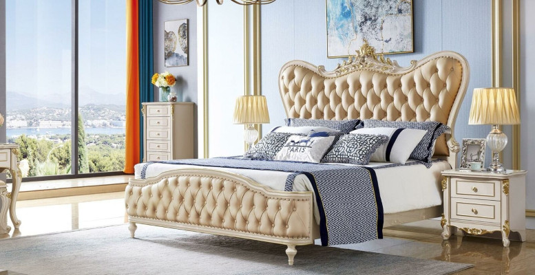 Chesterfield Bett Betten Polster Hotel Schlafzimmer Doppel 180x200 Massivholz