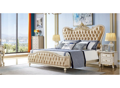 Chesterfield Bett Betten Polster Hotel Schlafzimmer Doppel 180x200 Massivholz