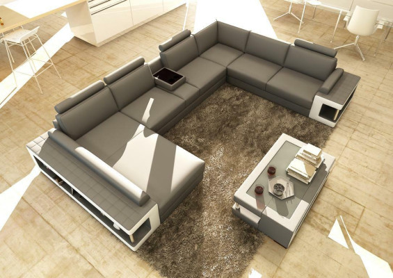 Ledersofa XXL Ecksofa Design Big Sofa Couch Polster Eck Sitz Garnitur