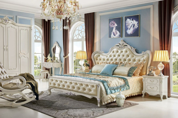 Design Schlafzimmer 6 tlg. Set Bett Nachttisch Schminktisch Möbel Massivholz
