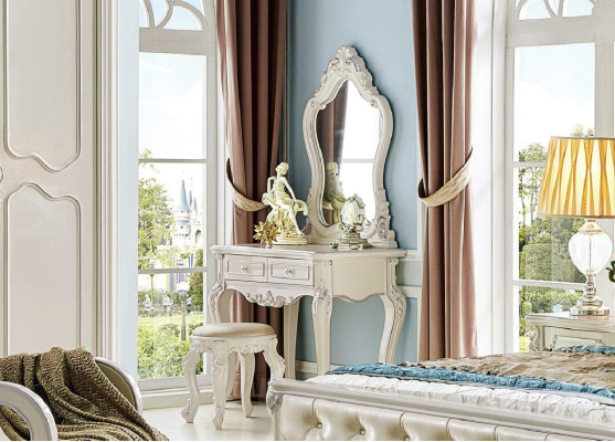 Design Schlafzimmer 6 tlg. Set Bett Nachttisch Schminktisch Möbel Massivholz