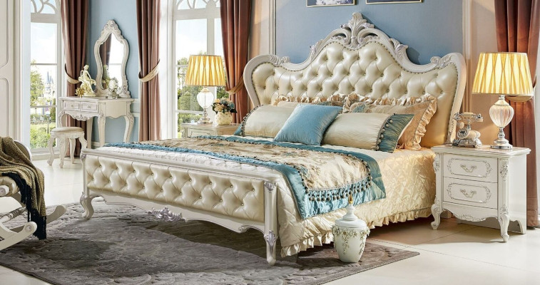 Design Schlafzimmer 6 tlg. Set Bett Nachttisch Schminktisch Möbel Massivholz