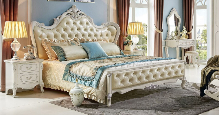 Design Schlafzimmer 6 tlg. Set Bett Nachttisch Schminktisch Möbel Massivholz