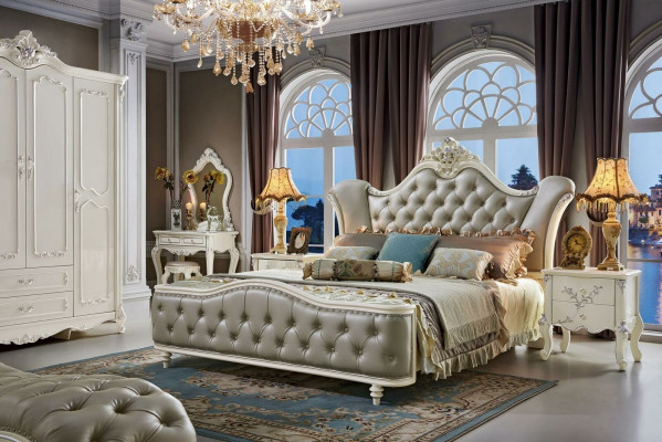 Bett Polsterbett Holz Luxus Chesterfield Leder Betten Schlafzimmer Massivholz