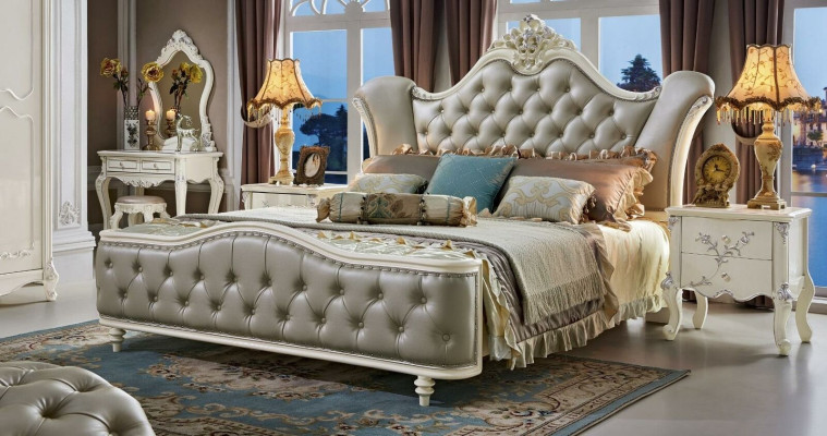 Bett Polsterbett Holz Luxus Chesterfield Leder Betten Schlafzimmer Massivholz
