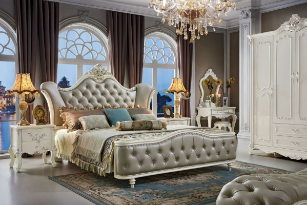 Bett Polsterbett Holz Luxus Chesterfield Leder Betten Schlafzimmer Massivholz