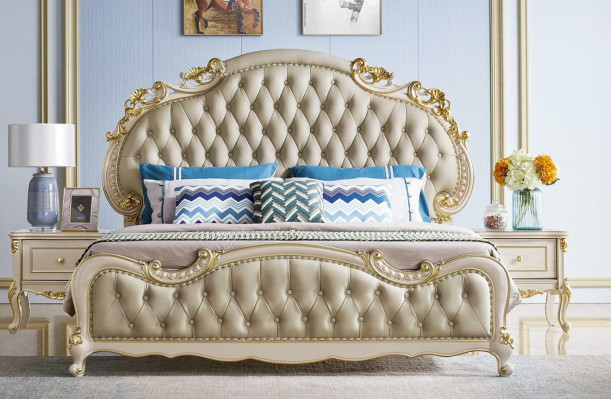 Chesterfield Bett Klassische Betten Design Doppel Polster Schlafzimmer Massivholz