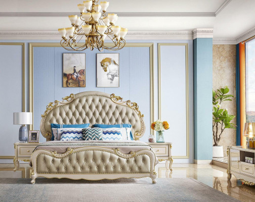 Chesterfield Bett Klassische Betten Design Doppel Polster Schlafzimmer Massivholz