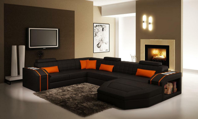 Design Ecken Big Polster Eck Sofa Couch XXL Leder Sofas Garnitur