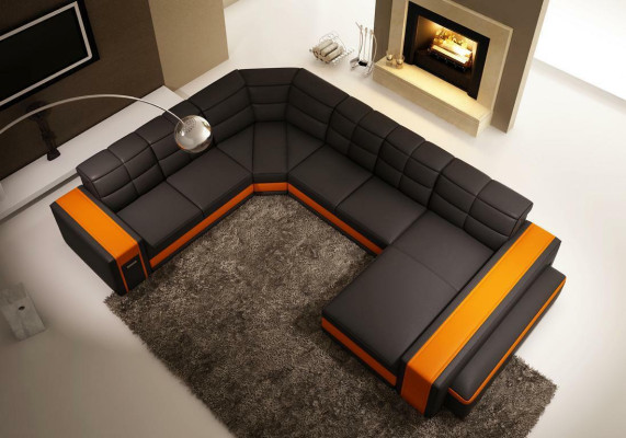 Design Ecken Big Polster Eck Sofa Couch Leder Sofas Garnitur XXL