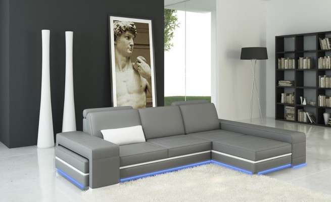 Ledersofa Couch Wohnlandschaft L Form Design Modern Sofa Eck Dekor Sofas
