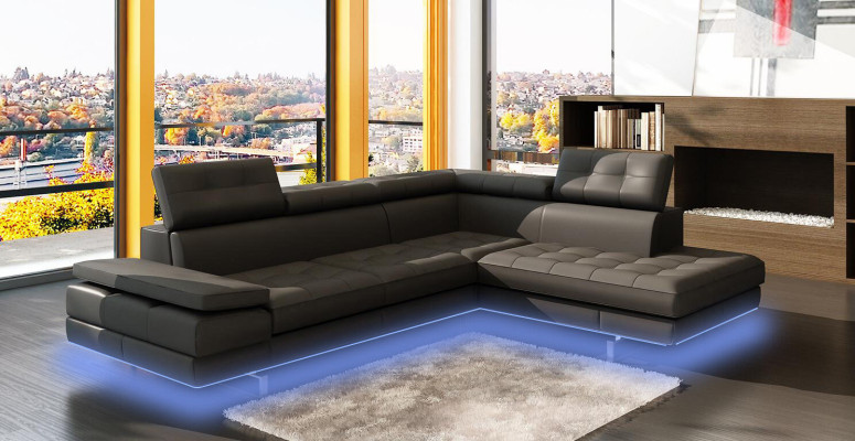 Ledersofa Couch Wohnlandschaft L-Form Design Modern Sofa 5057