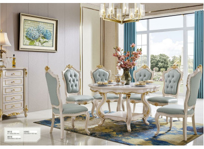 Klassischer Esstisch Massivholz Esszimmer Garnitur 6x Stuhl Set Stühle Lehn 7tlg