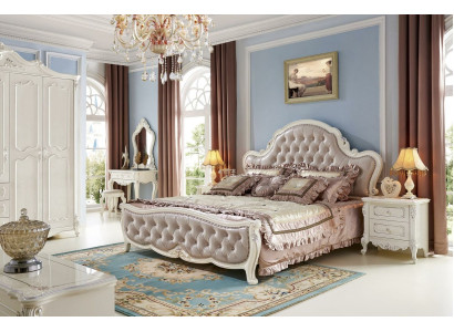Bett Nachttisch Schminktisch Schlafzimmer Hocker Set 6 tlg. Massivholz