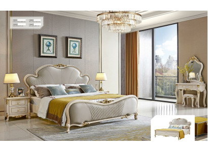 Bett Polster Betten Luxus Leder Hotel Schlaf Zimmer Doppel Massivholz Neu