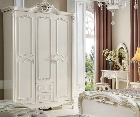 Klassischer Stil Schrank Massivholz Schränke Garderobe Kleiderschrank Barock Neu