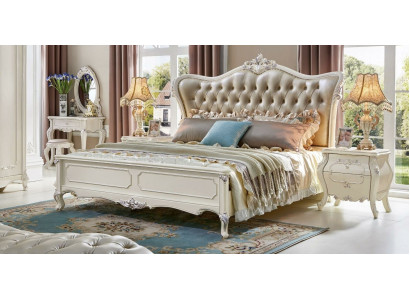 Königliches Bett Chesterfield Palast Leder Betten Hotel Doppelbett Massivholz