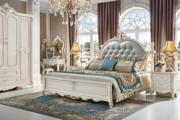 Chesterfield Schlafzimmer Set 6tlg. Köngliche Barock Möbel Bett Massivholz