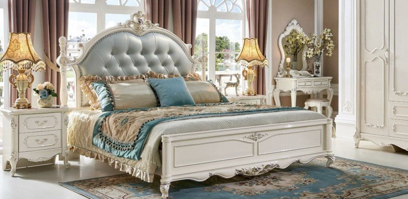 Chesterfield Schlafzimmer Set 6tlg. Köngliche Barock Möbel Bett Massivholz