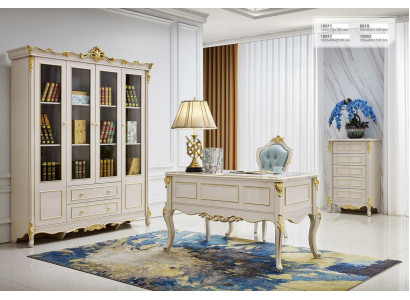 Büro Set Schreibtisch Sessel Einrichtung Klassische Kommode Schrank Massivholz