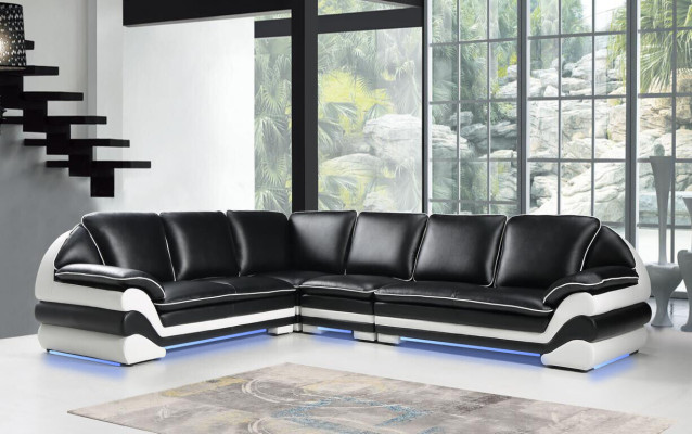 Ledersofa Couch Wohnlandschaft L-Form Design Modern Sofa Klassische