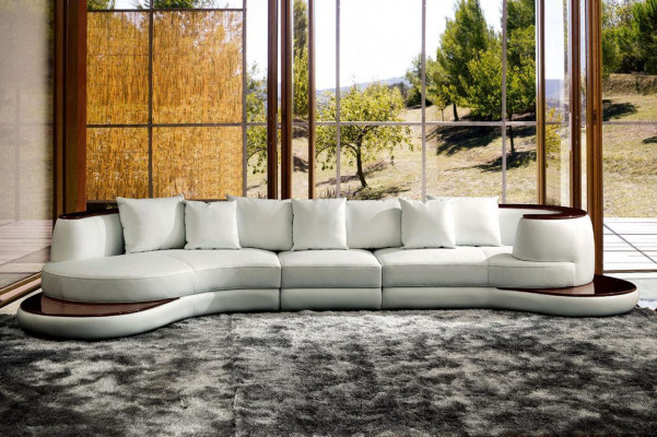Moderne Sofagarnitur Ecksofa Leder Sofa Couch Polster Rund Insel