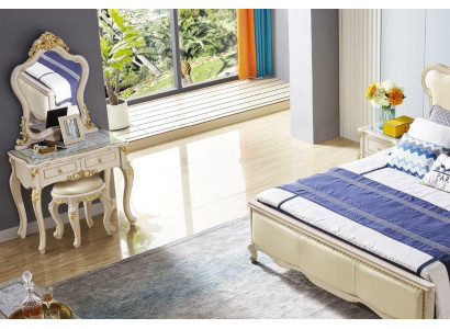 Schminktisch Spiegel Tisch Garnitur Schlafzimmer Hocker Holz Designer