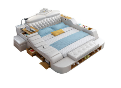 Doppel Luxus Design Hotel Leder Bett Moderne Polster Betten Multifunktion